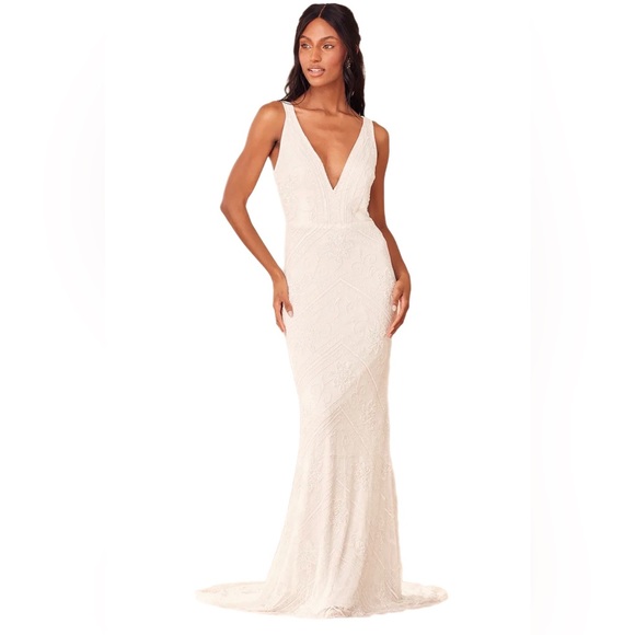 Lulus Dresses & Skirts - Lulus The Sweetest Vows White Sequin Mermaid Maxi Dress New